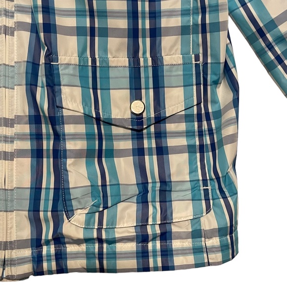 L-RL Ralph Lauren Active Petite Blue Plaid Windbreaker‎ Jacket Size S - Picture 7 of 11